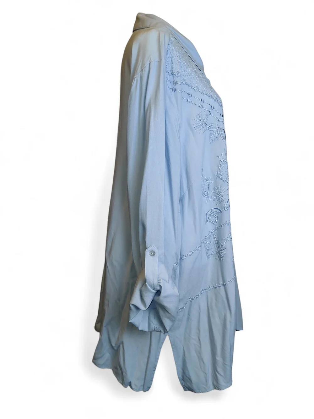 Soft Surroundings Light Blue Embroidered Button-Down Tunic Size 3X GUC - Picture 8 of 9